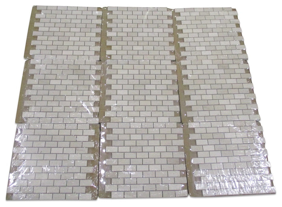 Golden Beach Moleanos Beige Limestone 1x2 Brick Mosaic Tile Honed, 1 sheet