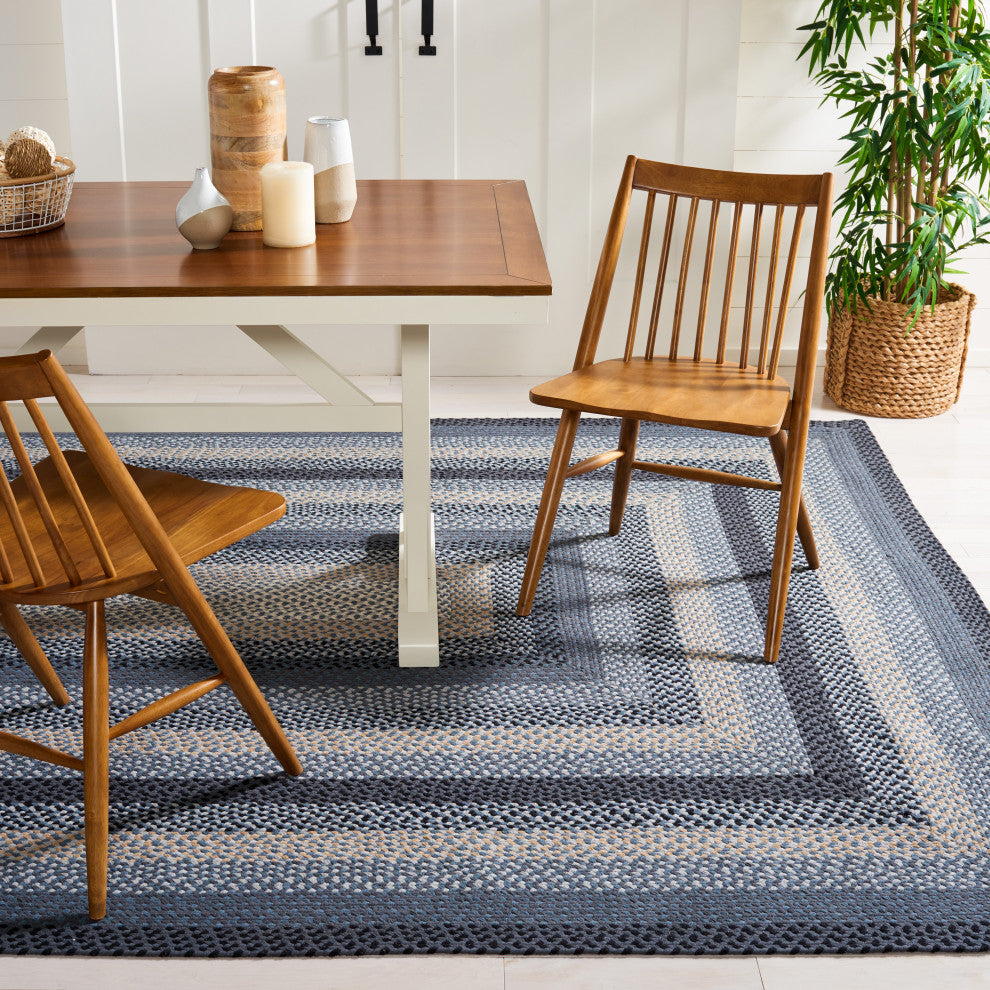 Safavieh Cape Cod Collection BRD651H Rug, Dark Grey/Blue, 6' X 6' Square