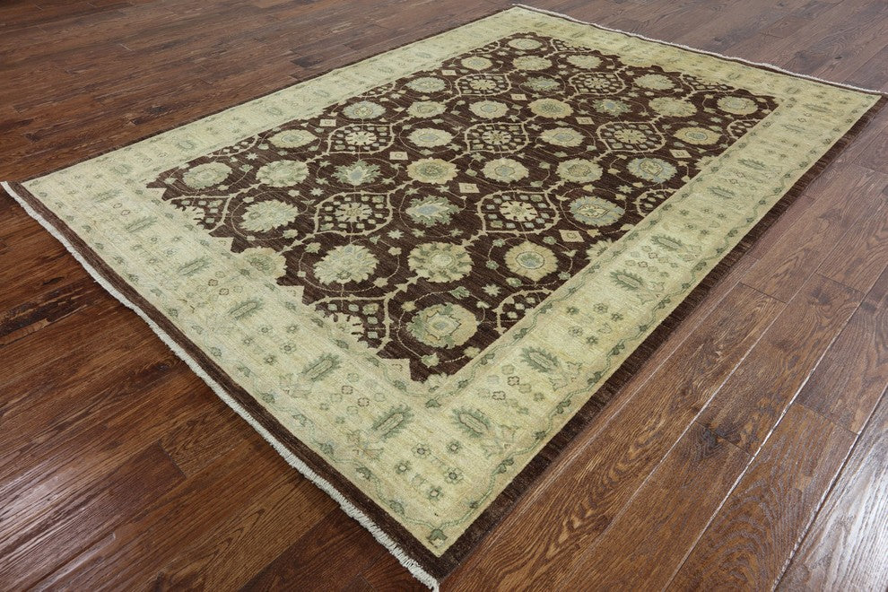 Oriental Hand Knotted Chobi Peshawar Area Rug 6'x9', W2040