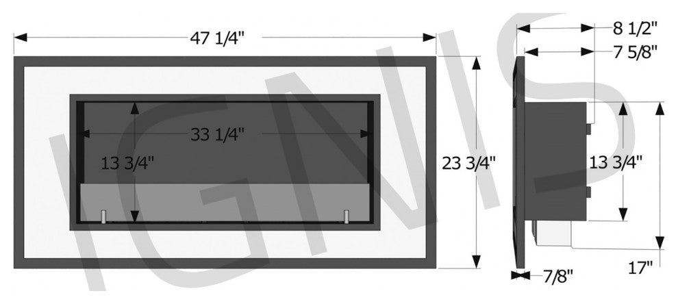 Recessed Wall Ventless Bio Ethanol Fireplace - Bellezza | Ignis