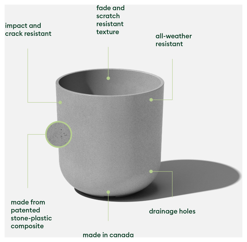 Pure Series Kona Planter, Grey, 10", 2 Pack