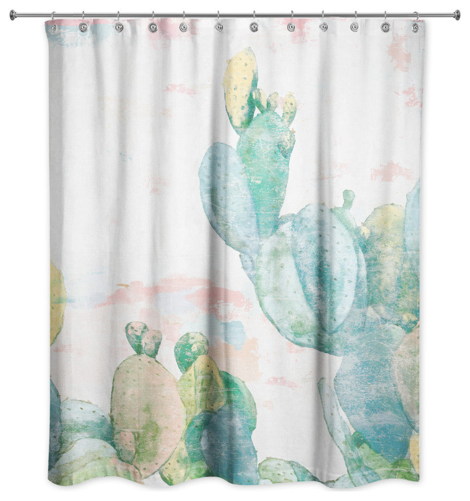 Funky Cactus Print 71x74 Shower Curtain