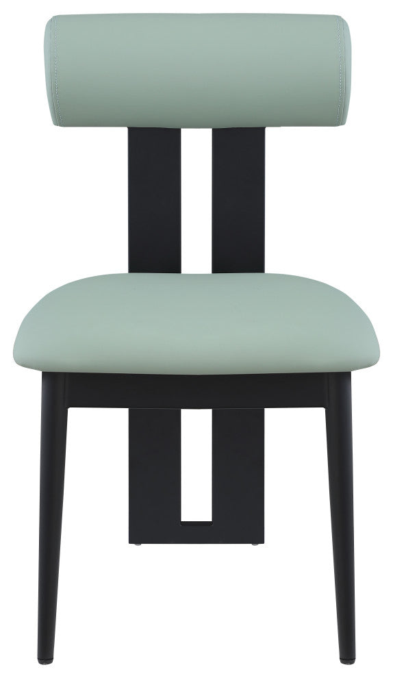 Dario Upholstered Dining Chair, Set of 2, Mint, Vegan Leather, Matte Black