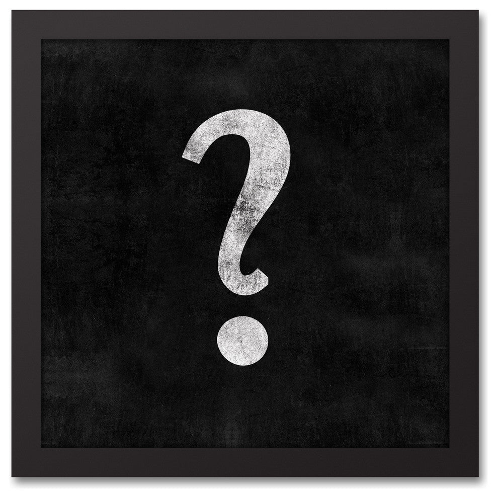 Vintage Question Mark 12x12 Black Framed Canvas
