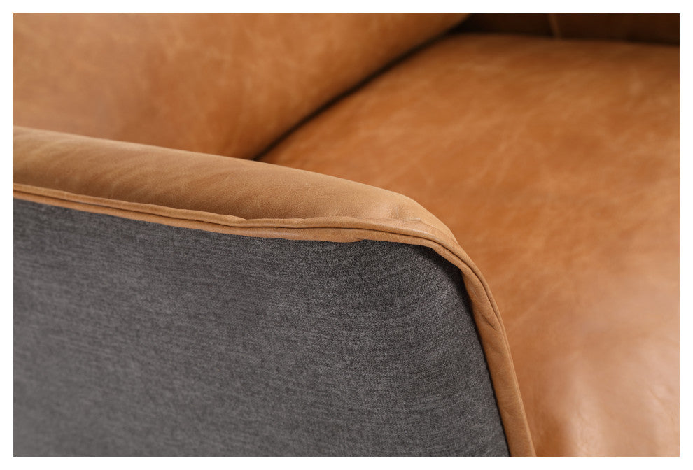 Mid - Century Modern Messina Leather Arm Chair Cognac - Brown