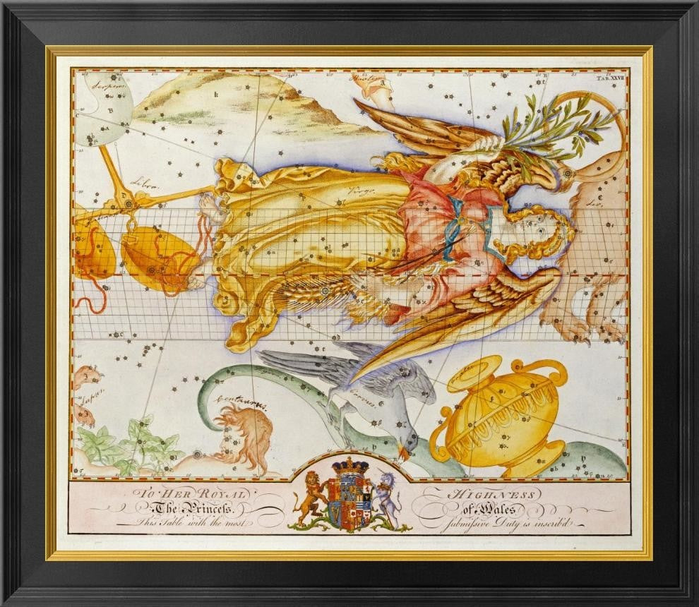 "The Celestial Atlas" Framed Canvas Giclee by John Bevis, 26x23"