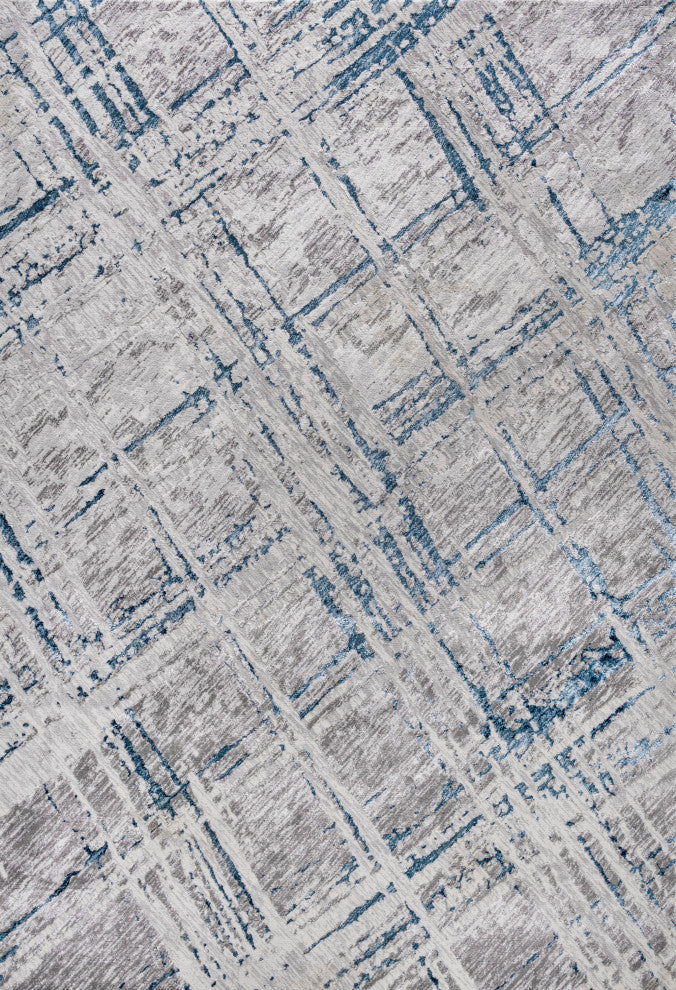 Slant Modern Abstract Area Rug, Gray/Blue, 3 X 5
