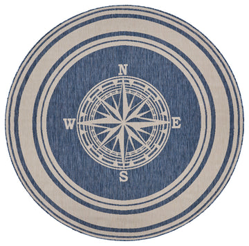 Nautical Navigation Indoor Outdoor Rug, 7'6" Round