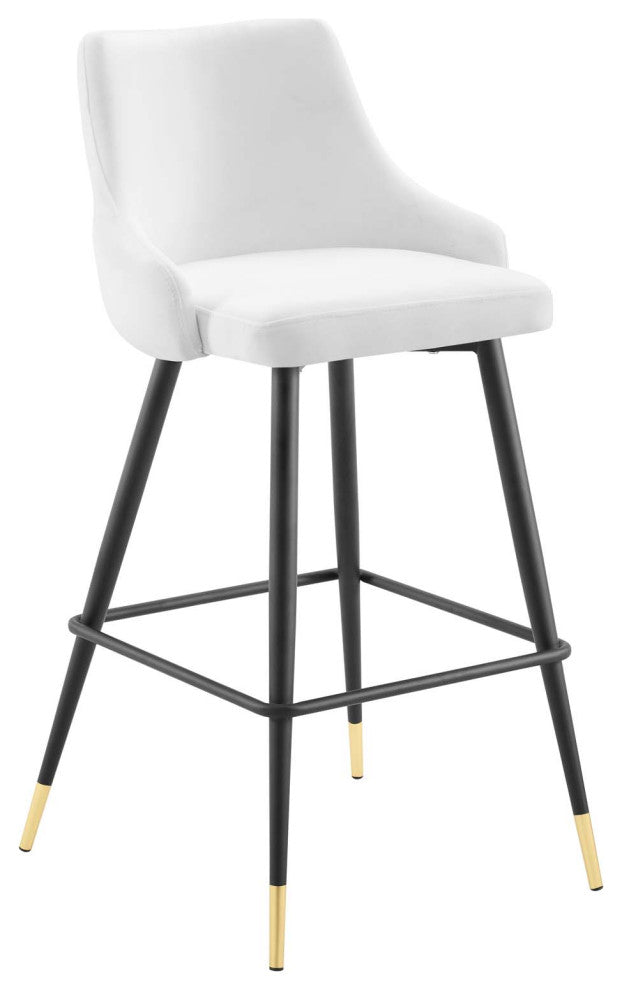 Adorn Performance Velvet Bar Stool - White