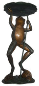 Frog with Umbrella Fountain Bronze Statue -  Size: 22"L x 22"W x 43"H.