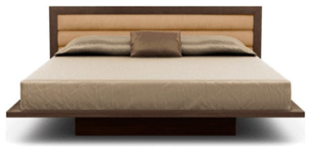 Moduluxe 29" Cal King Bed With Upholstery, Smoke Cherry, Sand Microsuede
