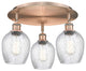 Salina-3 Light 17" Flush Mount-Antique Copper, Clear Spiral Fluted Glass Shade