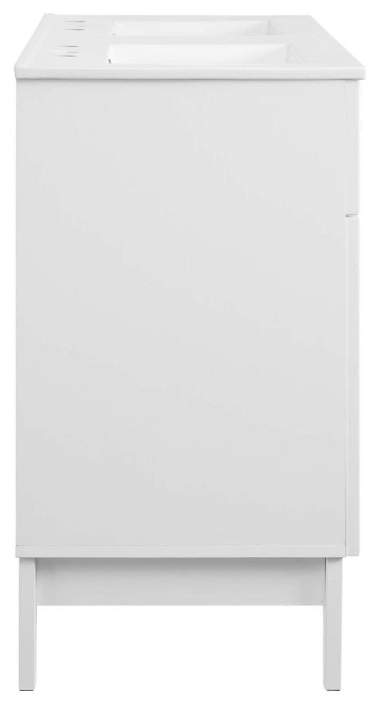 Isle 48" Double Bathroom Vanity Cabinet White White