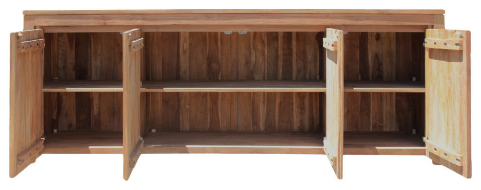 Recycled Teak Wood Valencia Large Bathroom Linen Cabinet With 4 Doors