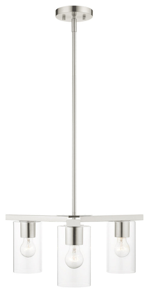 Livex Lighting Zurich 3 Light Brushed Nickel Chandelier