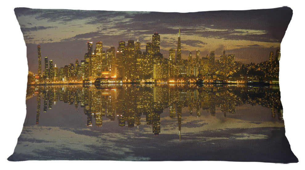 San Francisco At Sunset Panorama Cityscape Throw Pillow, 12"x20"