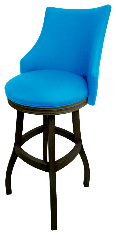 Swivel Tall Spectator Wood Bar Stool 34", Bellissima, Carolina Blue, Dark Shadow