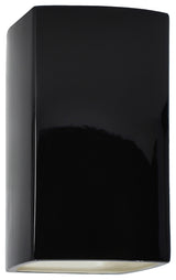 Ambiance Large Rectangle Wall Sconce, Open, Black, Matte White, E26