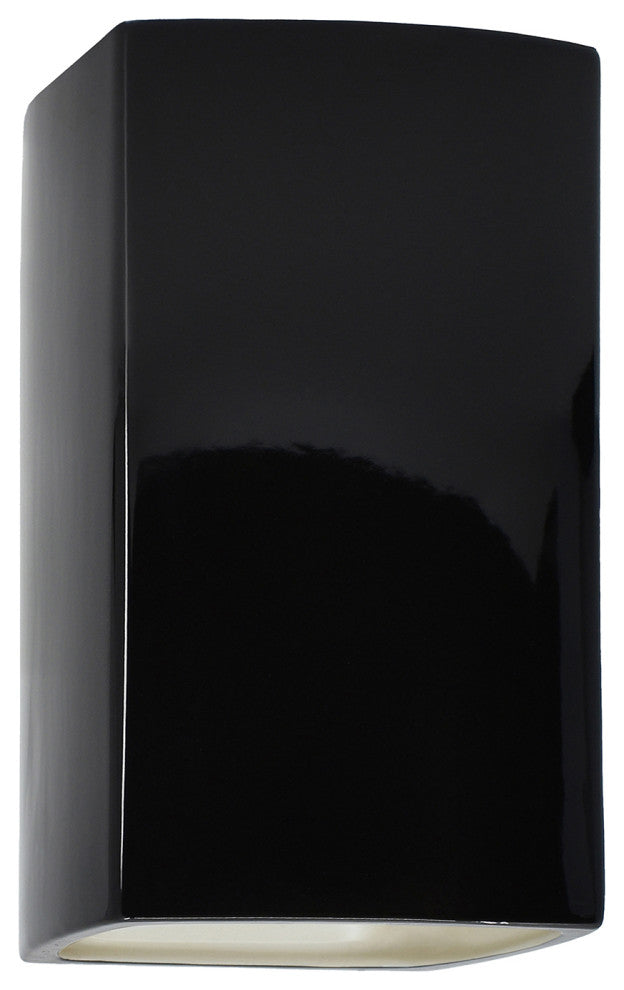 Ambiance Large Rectangle Wall Sconce, Open, Black, Matte White, E26