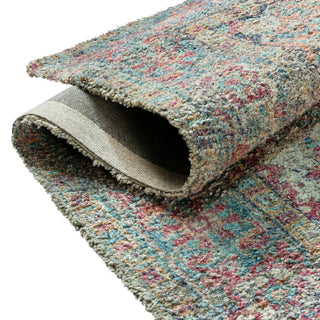Olivia Collection Rectangle 5' x 7' Old Vintage Rugged Area Rug, Blue Multi