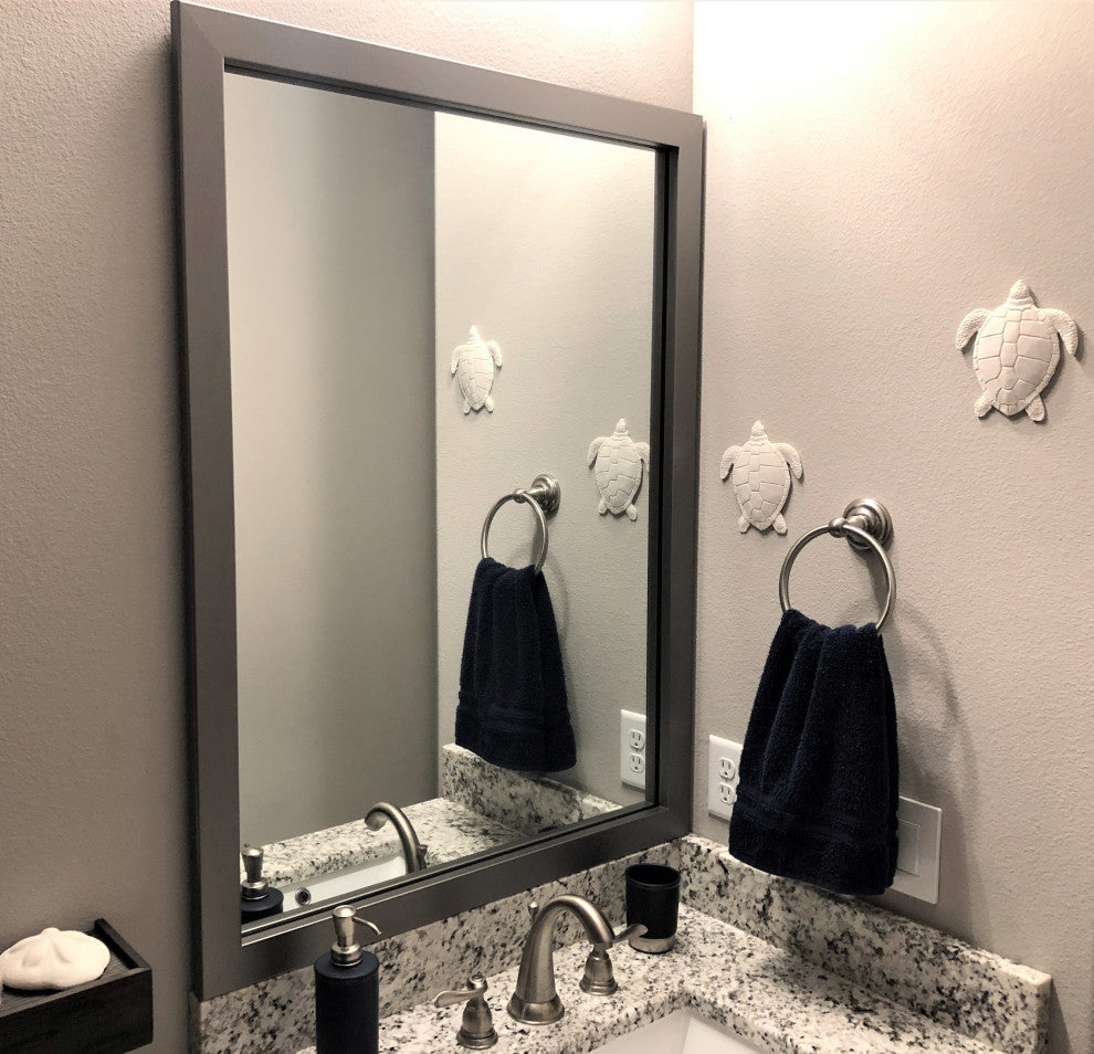 Meade Framed Wall Mirror, Satin Nickel, 28"x54"