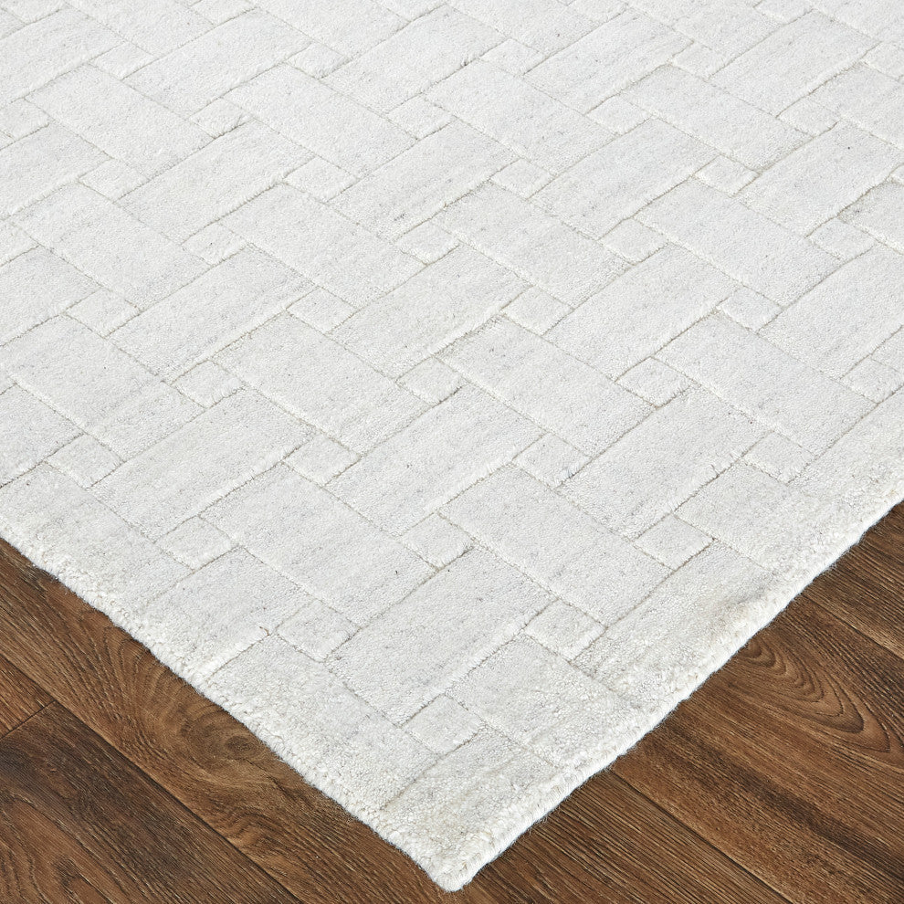 Weave & Wander Tatem Minimal Viscose Rug, White, 8' x 10' Rug