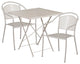 28'' Square Light Gray Indoor-Outdoor Steel Folding Patio Table Set