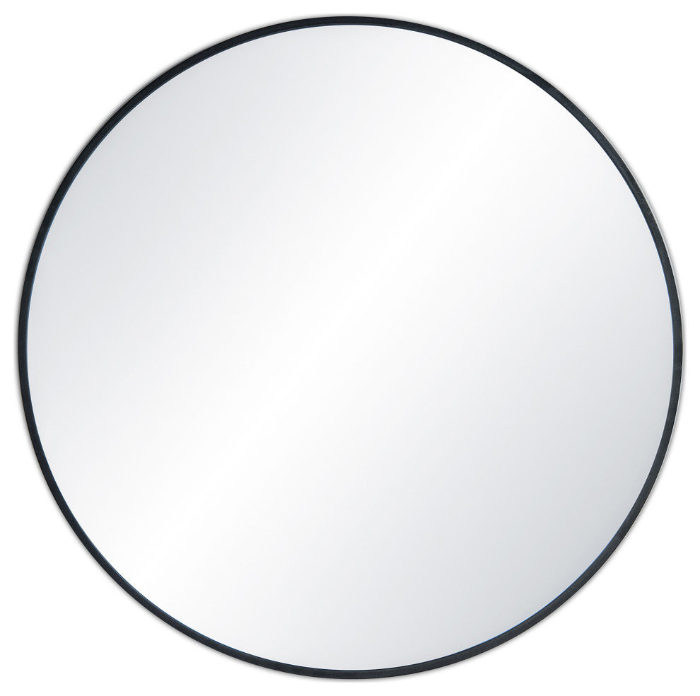 Round Metal Frame Shatterproof Wall Mount Mirror, FM3, Matte Black, 32"