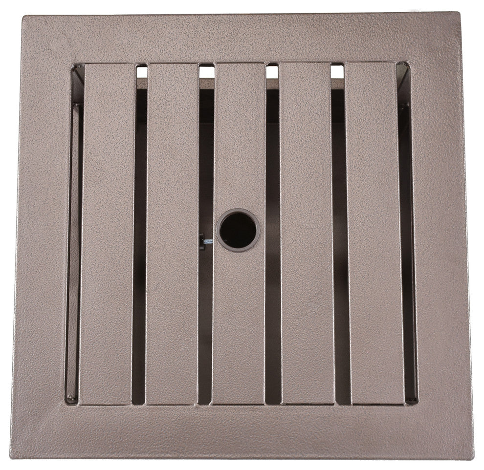 Sunmaster Aluminum Square Side Table With Umbrella Stand, Bronze