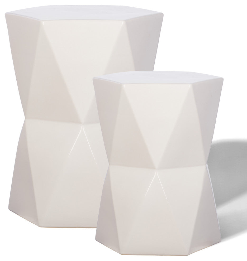 Lg Matrix  Hex Stool, White 17X22"H