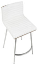 Mason Swivel Counter Stool, Set of 2, Stainless Steel/White PU/Walnut Wood