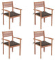 Vidaxl Garden Chairs, Set of 4, With Taupe Cushions Solid Teak Wood