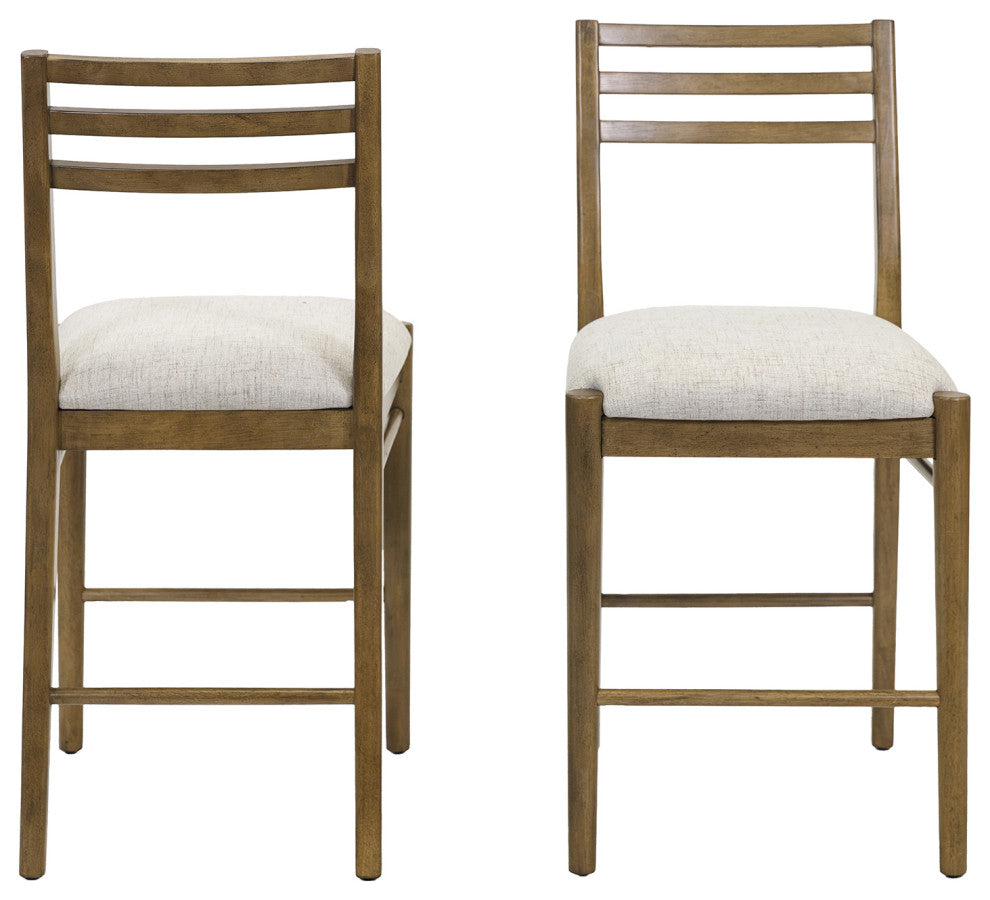 Two Wood Modern Counter Height Kitchen Chairs, Set of 2, Brown