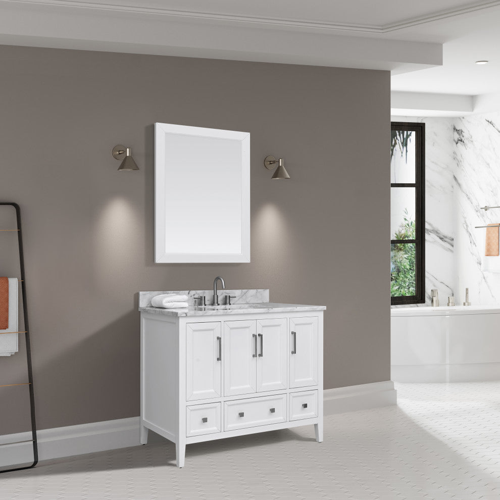 Avanity Everette 42" Vanity Combo in White and Carrara White Marble Top