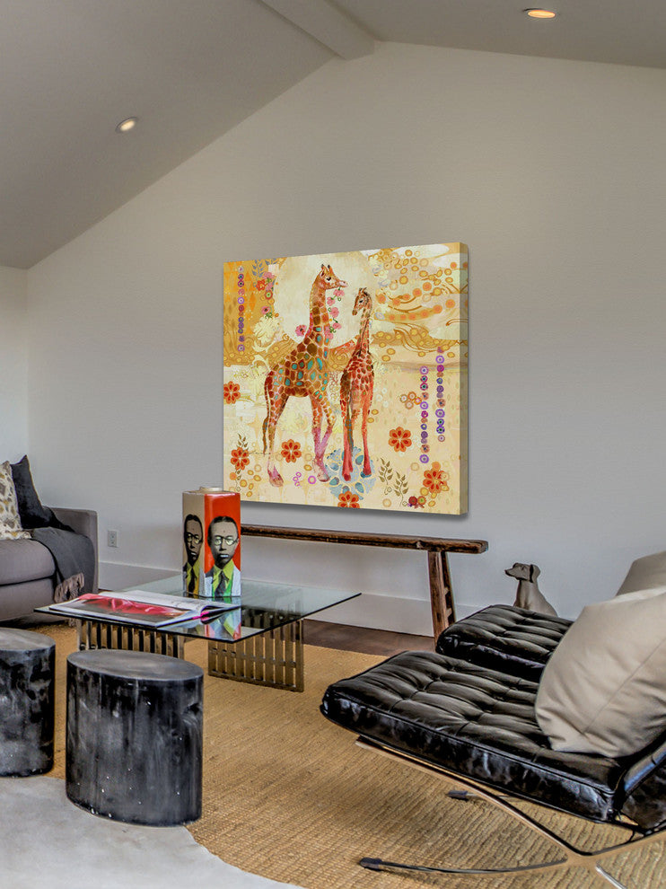 "Giraffes" Painting Print on Canvas by Evelia