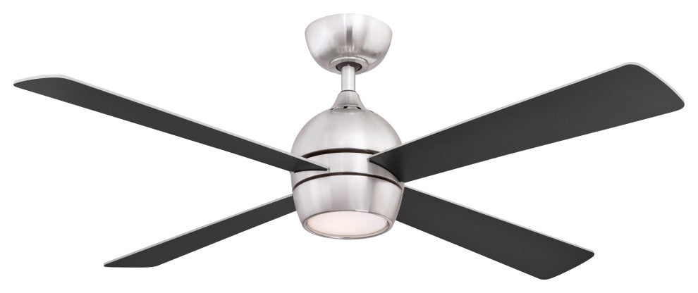Fanimation Kwad 52" Ceiling Fan with LED Light, Brushed Nickel/Nickel or Black B