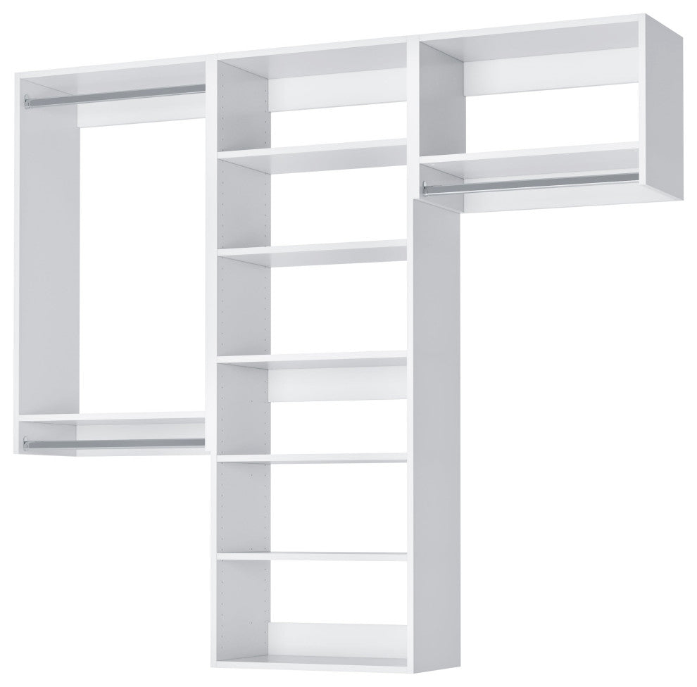 Modular Closet System Hanging Closet Organizer and Closet Shelves 66"-96"
