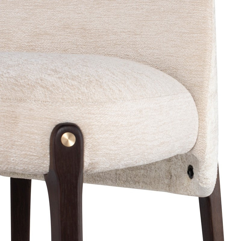 Ames Stool, Gema Pearl Upholstery and Smoked Wood Legs, Bar Height