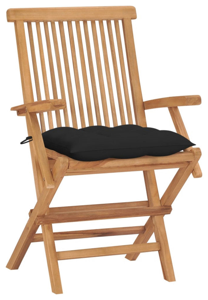 Vidaxl Garden Chairs With Black Cushions 4-Piece Set Solid Teak Wood