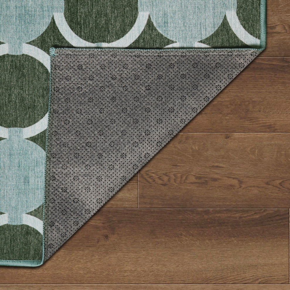 My Magic Carpet Washable Rug Dula Dark Sage Green, 2.5' X 7'
