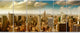 Midtown and Downtown Manhattan, Modern Cityscape Canvas Print, 70"x28", 6 Panels
