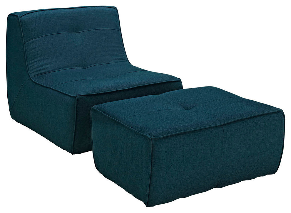 Modern Contemporary Living Room 2-Piece SetArmchair and Ottoman Set Azure