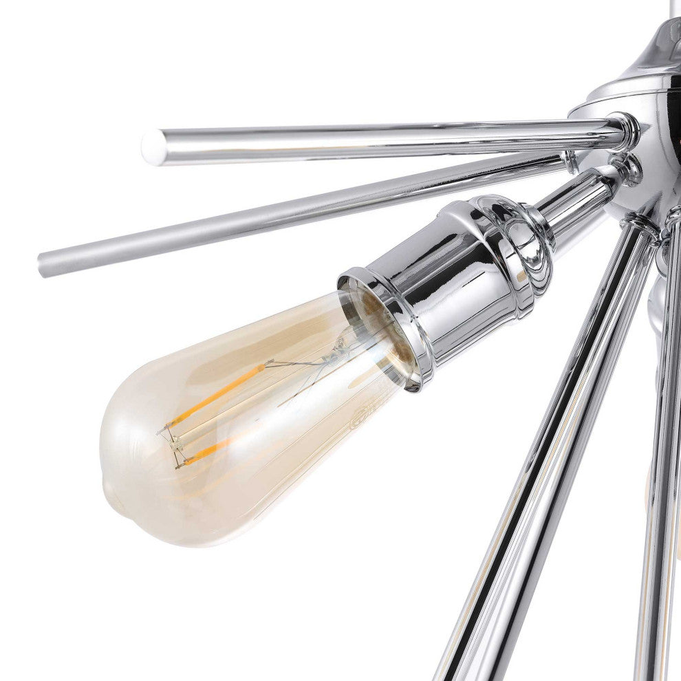 3-Light Sputnik Semi-Flush Mount Ceiling Light, Chrome