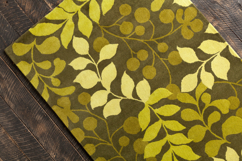 Allie Transitional Leaves Contemporary Area Rug, 8'x10'