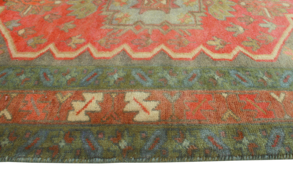Fine Vintage Distressed Rania Charcoal/Rust Runner, 3'3x10'11