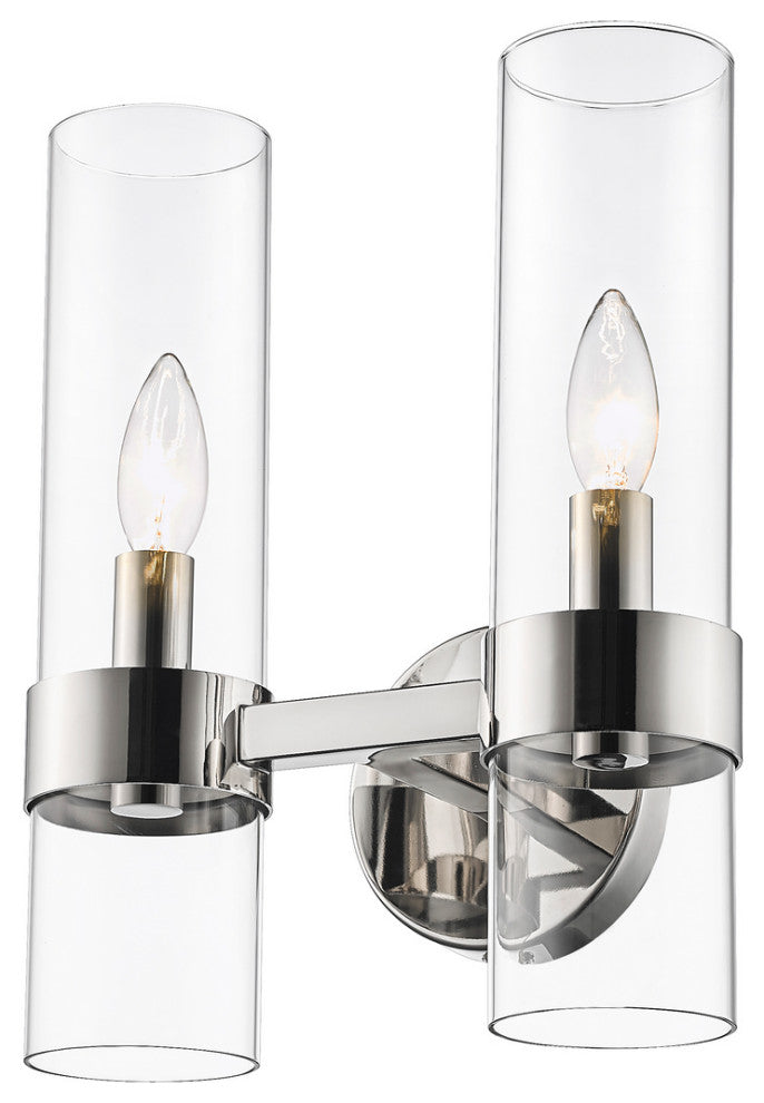 Zlite 4008-2S-PN 2-Light Wall Sconce, Clear