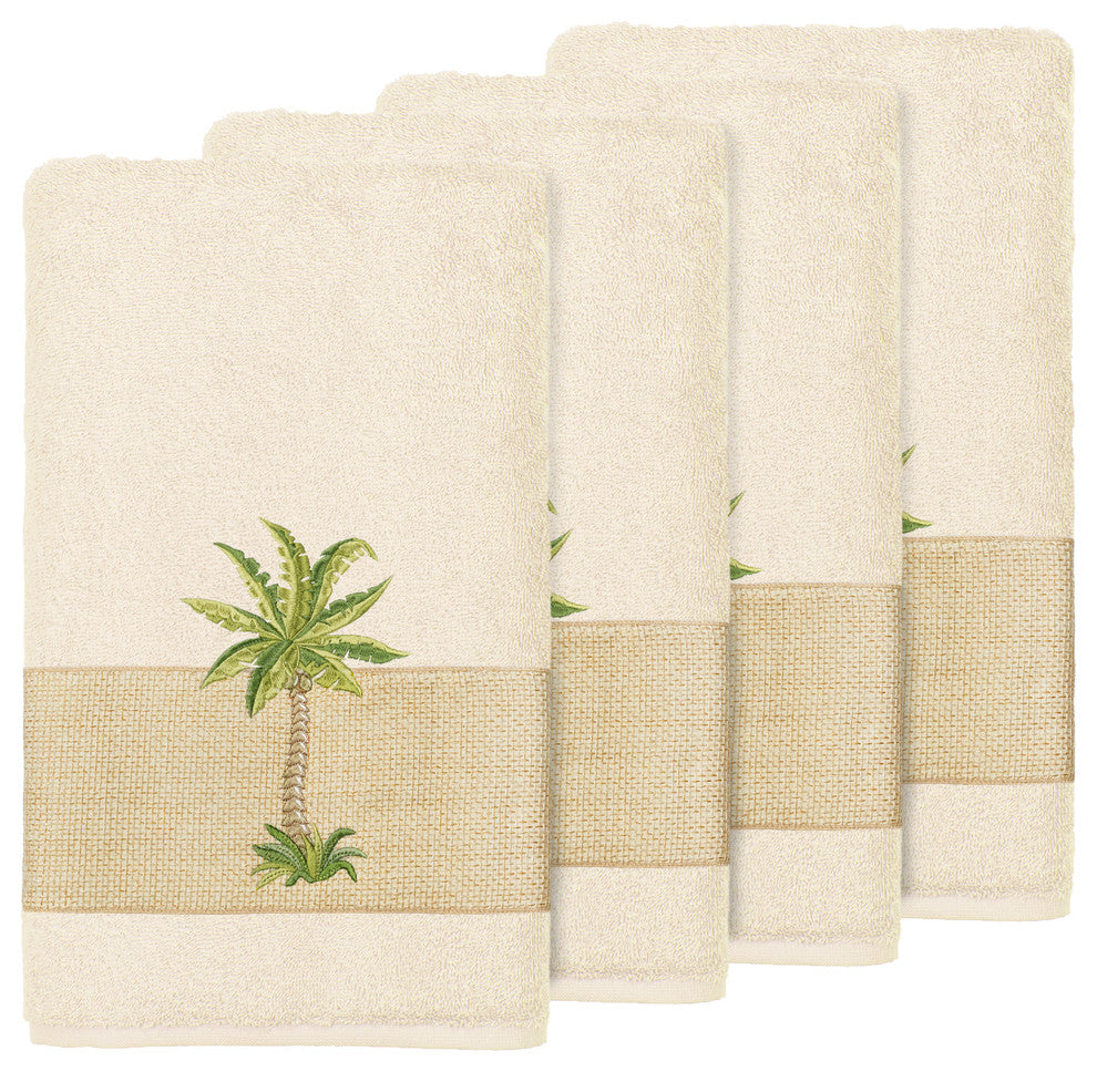 Colton 4-Piece Embellished Bath Towel Set, Cream