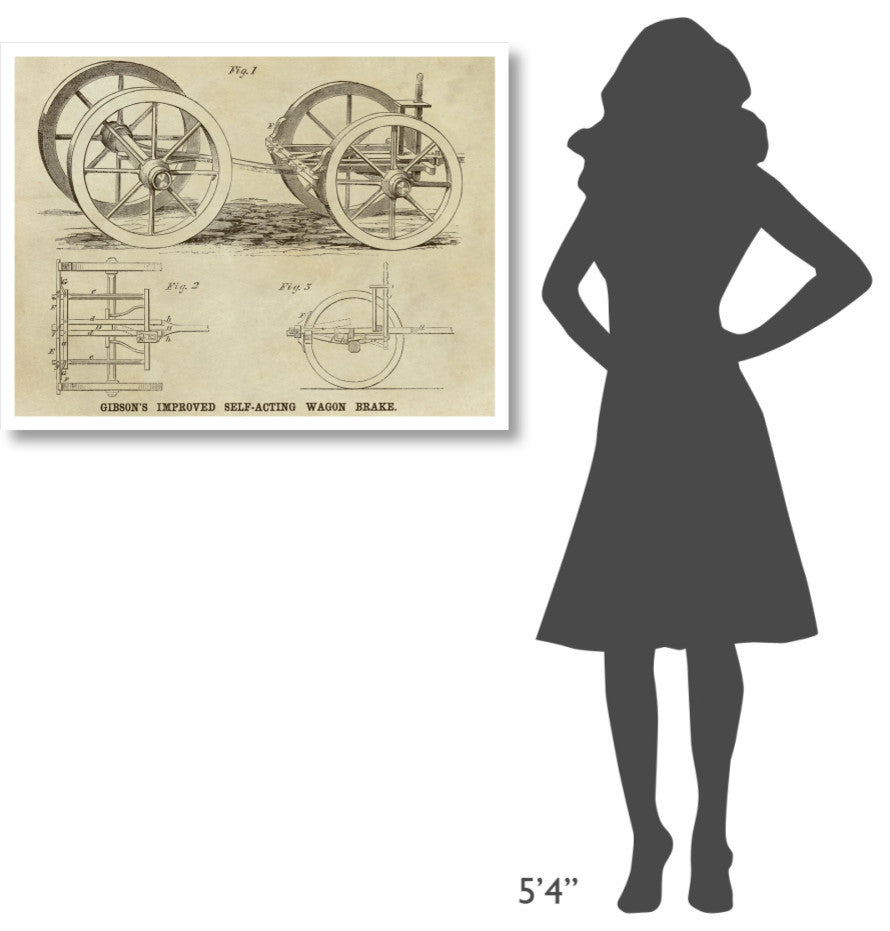 "Gibson's Improved Self-Acting Wagon Brake" Paper Print by Inventions, 38"x29"