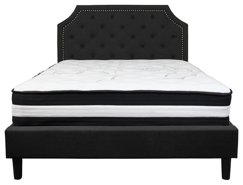 Brighton Queen Size Tufted Upholstered Platform Bed With Pocket Spring Mattress