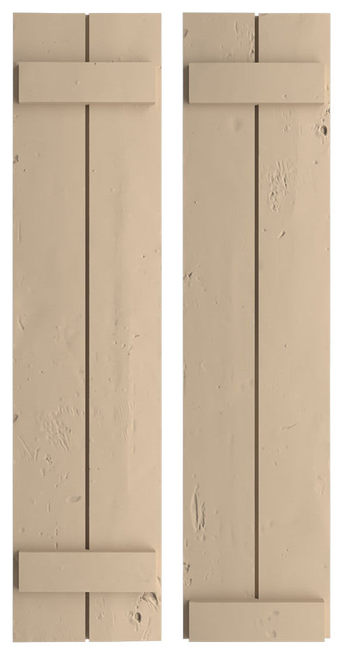 Rustic 2 Board Joined B-N-B Faux Wood Shutters, Knotty Pine, 11x24"